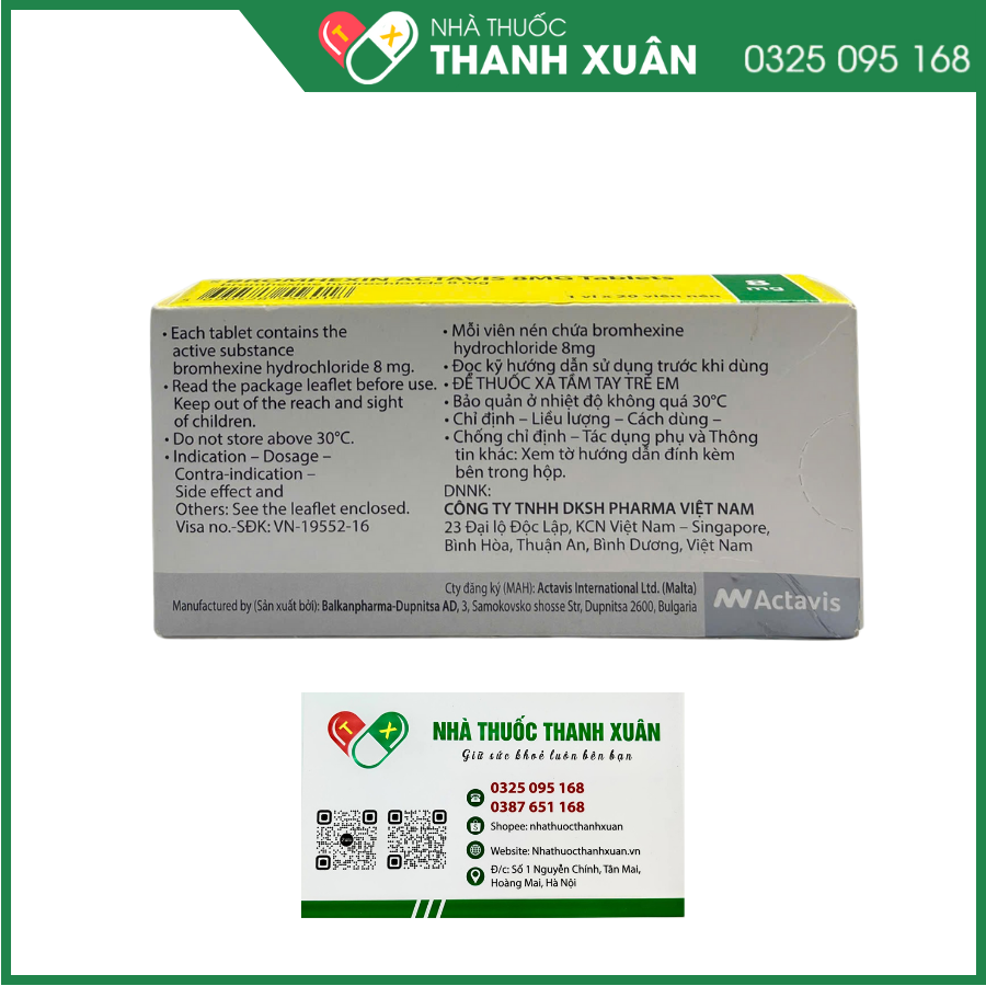 Bromhexine Actavis làm loãng đờm nhanh chóng